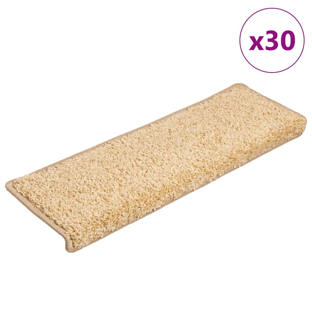 vidaXL Schodové rohože 30 ks 65 x 21 x 4 cm krémové s obdélníkovým okrajem