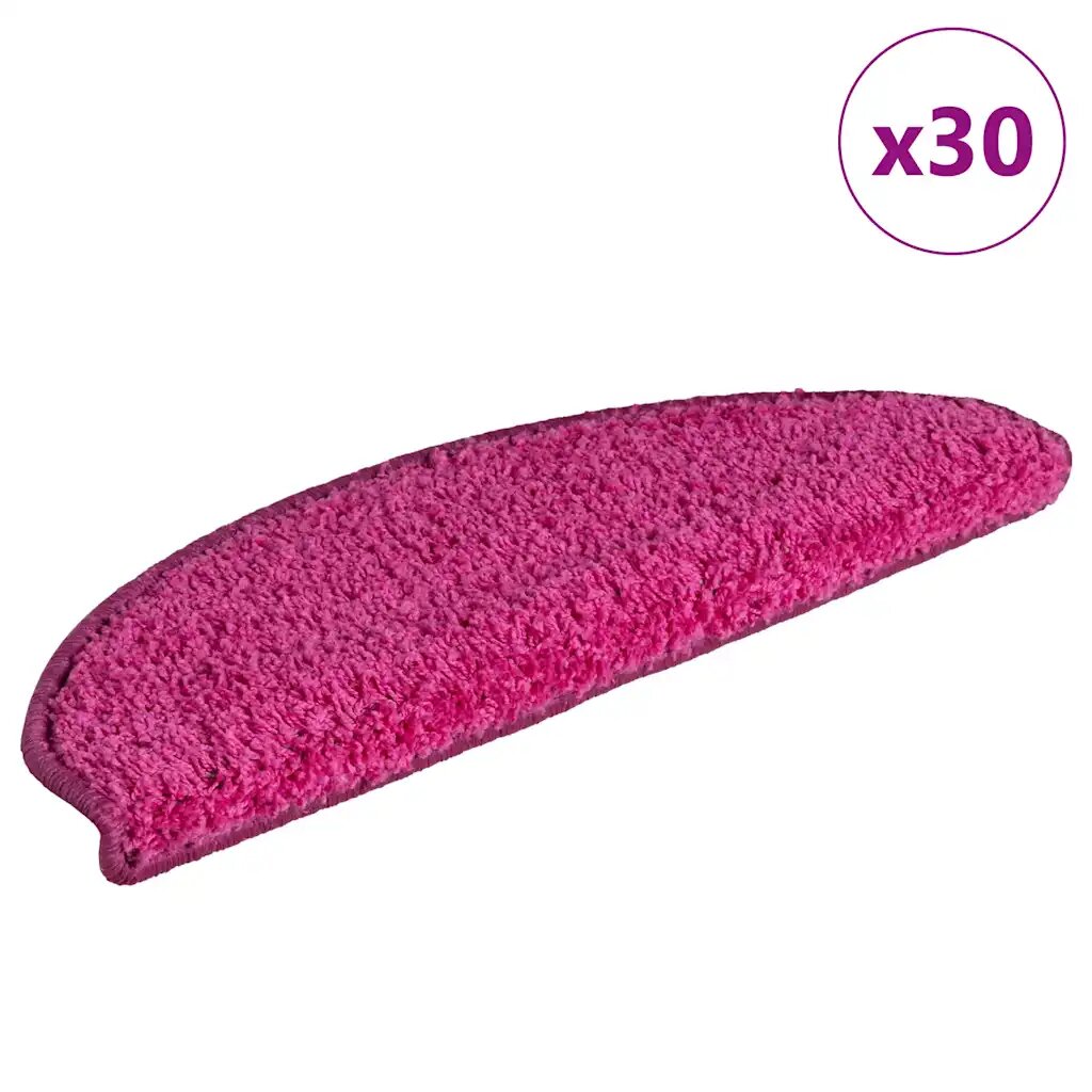 vidaXL Schodové rohože 30 ks 65 x 21 x 4 cm růžové půlkulaté velké
