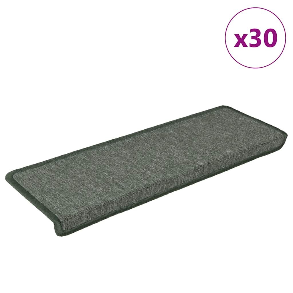 vidaXL Schodové rohože 30 ks 65 x 21 x 4 cm tmavě zelené s obdélníkovým okrajem