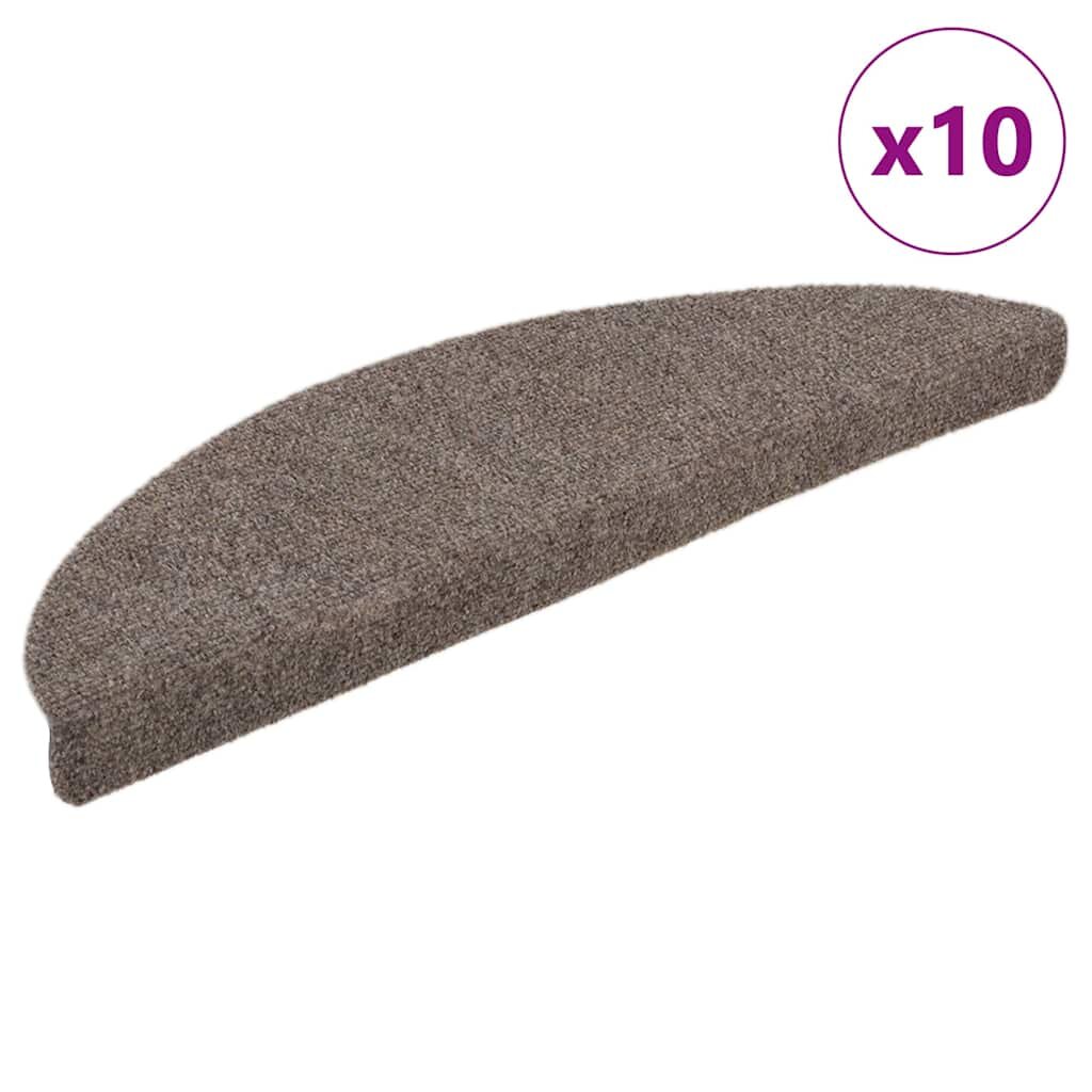 vidaXL Schodové rohože samolepicí 10 ks 56 x 17 x 3 cm béžové půlkulaté