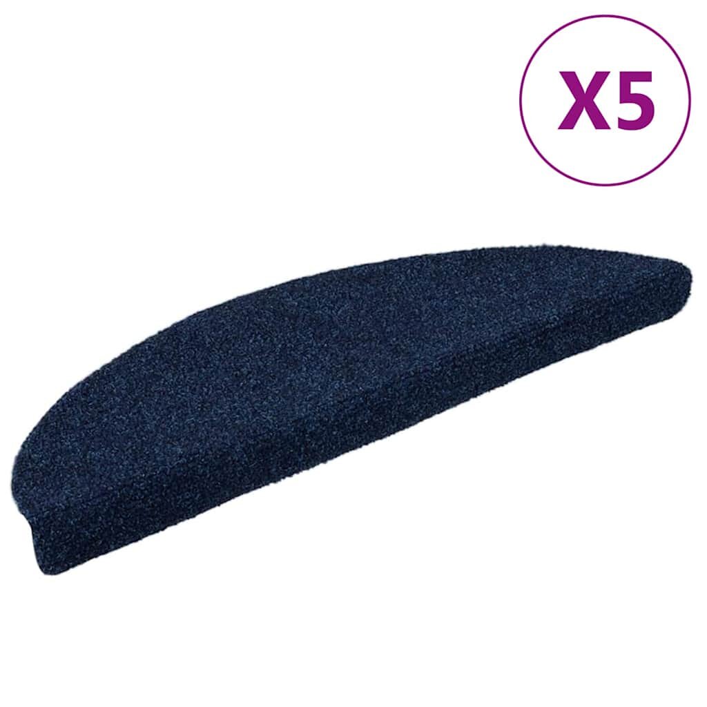 vidaXL Schodové rohože samolepicí 5 ks 56 x 17 x 3 cm tmavě modré půlkulaté