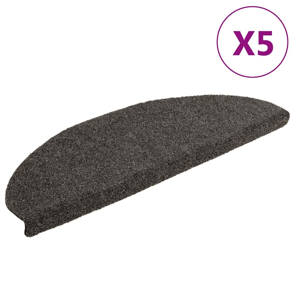 vidaXL Schodové rohože samolepicí 5 ks 65 x 21 x 4 cm antracitové půlkulaté velké