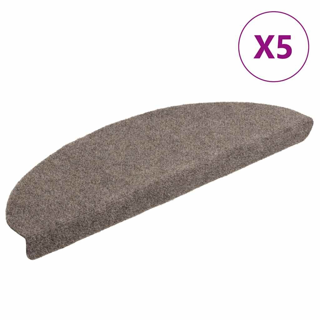vidaXL Schodové rohože samolepicí 5 ks 65 x 21 x 4 cm béžové půlkulaté velké