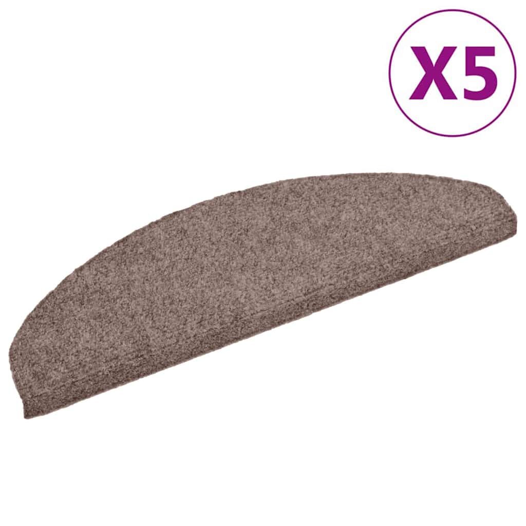 vidaXL Schodové rohože samolepicí 5 ks 65 x 21 x 4 cm světle hnědé půlkulaté velké