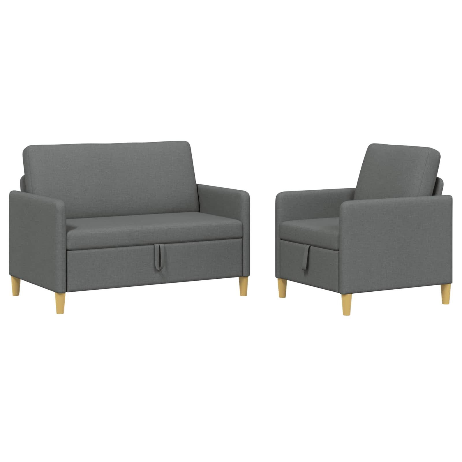 vidaXL Sedačka se storage 2 ks Pro 3 osobu Tmavě šedá 122 x 78 x 87 cm