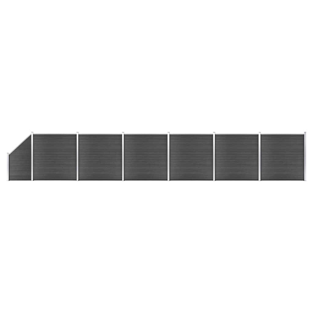 vidaXL Set plotového dílce WPC 1138 x (105–186) cm černý