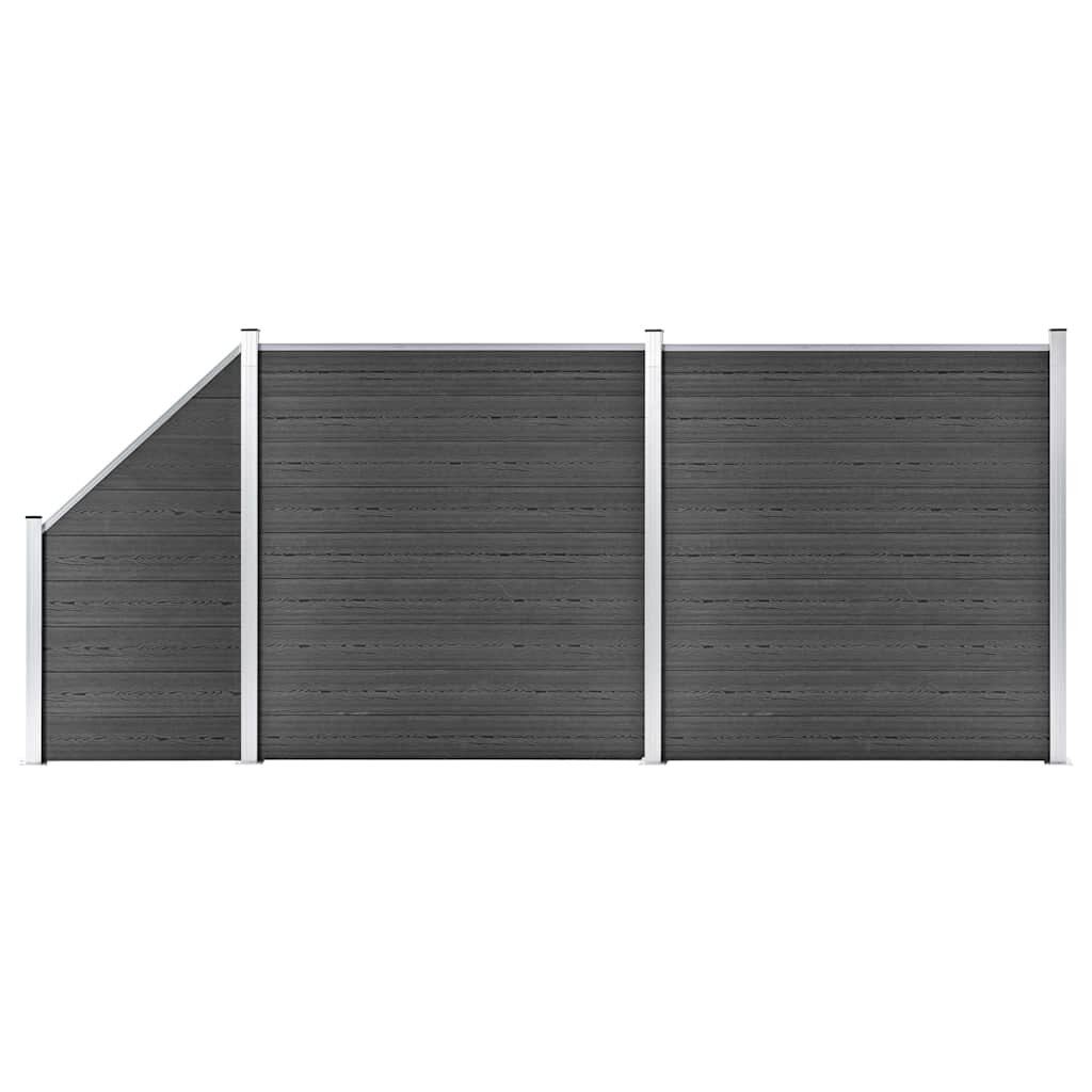 vidaXL Set plotového dílce WPC 446 x (105–186) cm černý