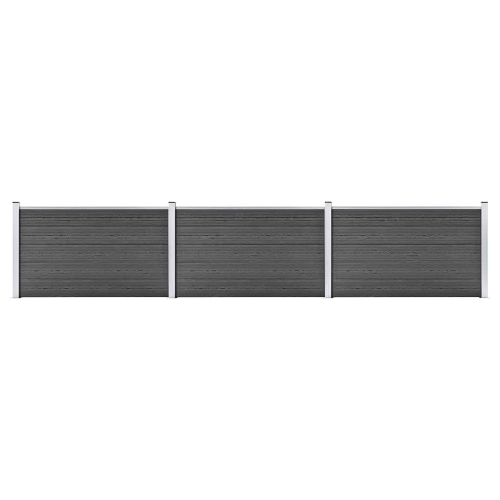 vidaXL Set plotového dílce WPC 526 x 105 cm černý