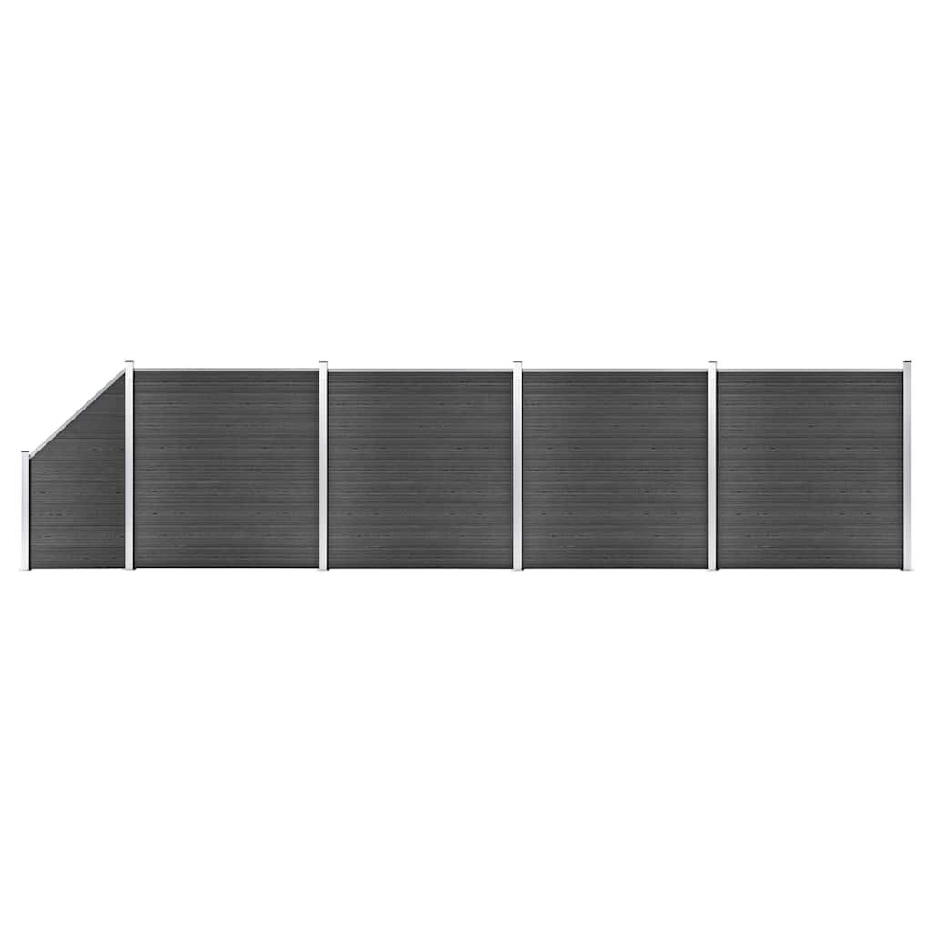 vidaXL Set plotových dílců WPC 792 x (105–186) cm černý