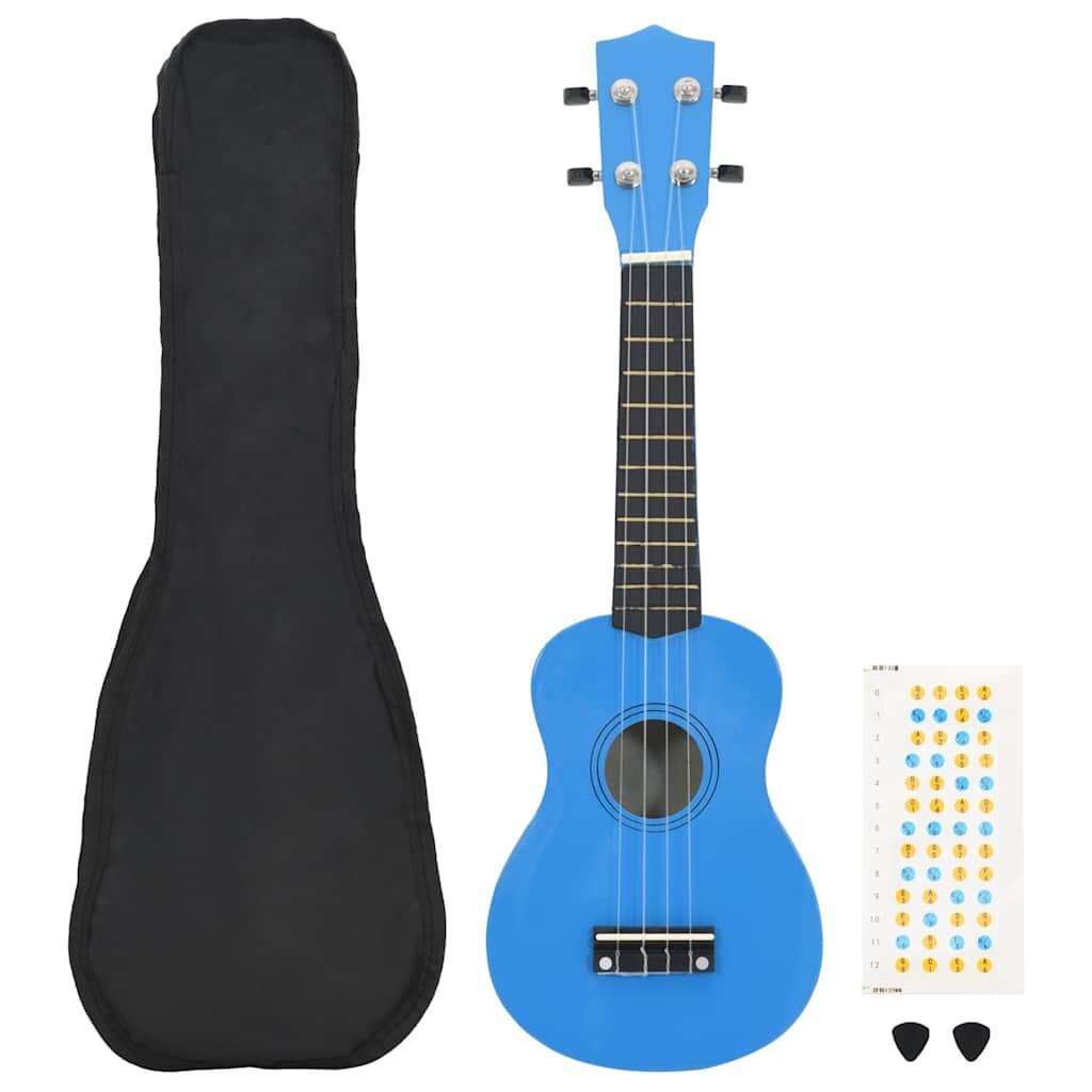 vidaXL Set soprano ukulele s obalem pro děti blankytně modré 21