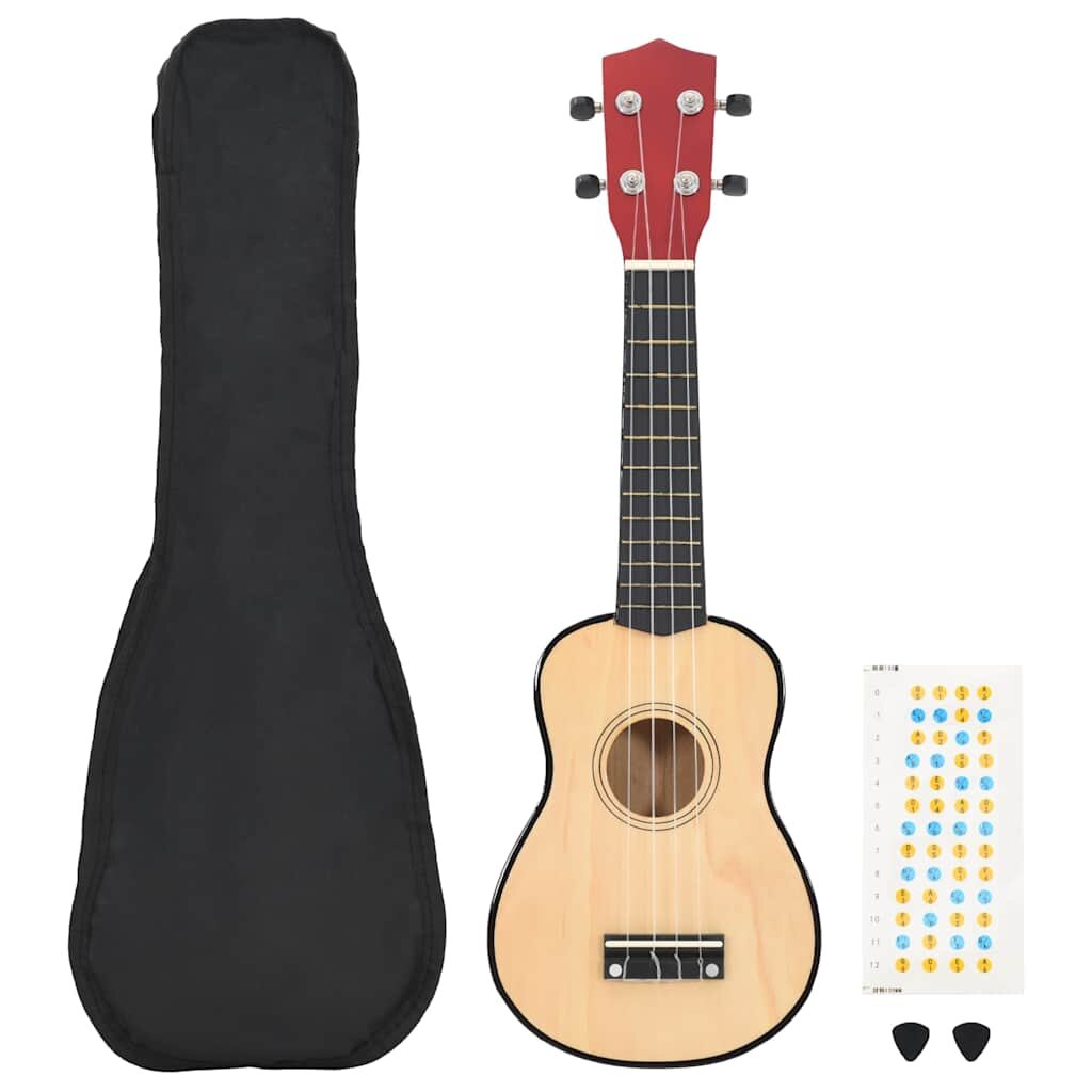vidaXL Set sopránové ukulele s obalem pro děti světlé dřevo 21