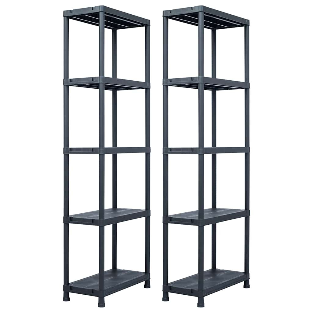 vidaXL Skladové regály 2 ks černé 125 kg 60 x 30 x 180 cm plastové