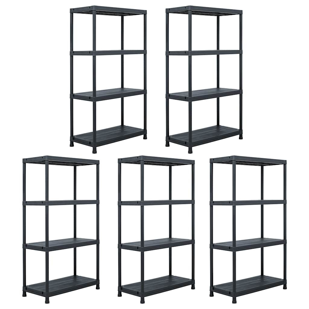 vidaXL Skladové regály 5 ks černé 60 x 30 x 138 cm plastové