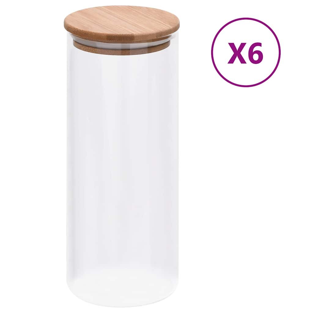 vidaXL Skleněné dózy s bambusovým víčkem 6 ks 1000 ml