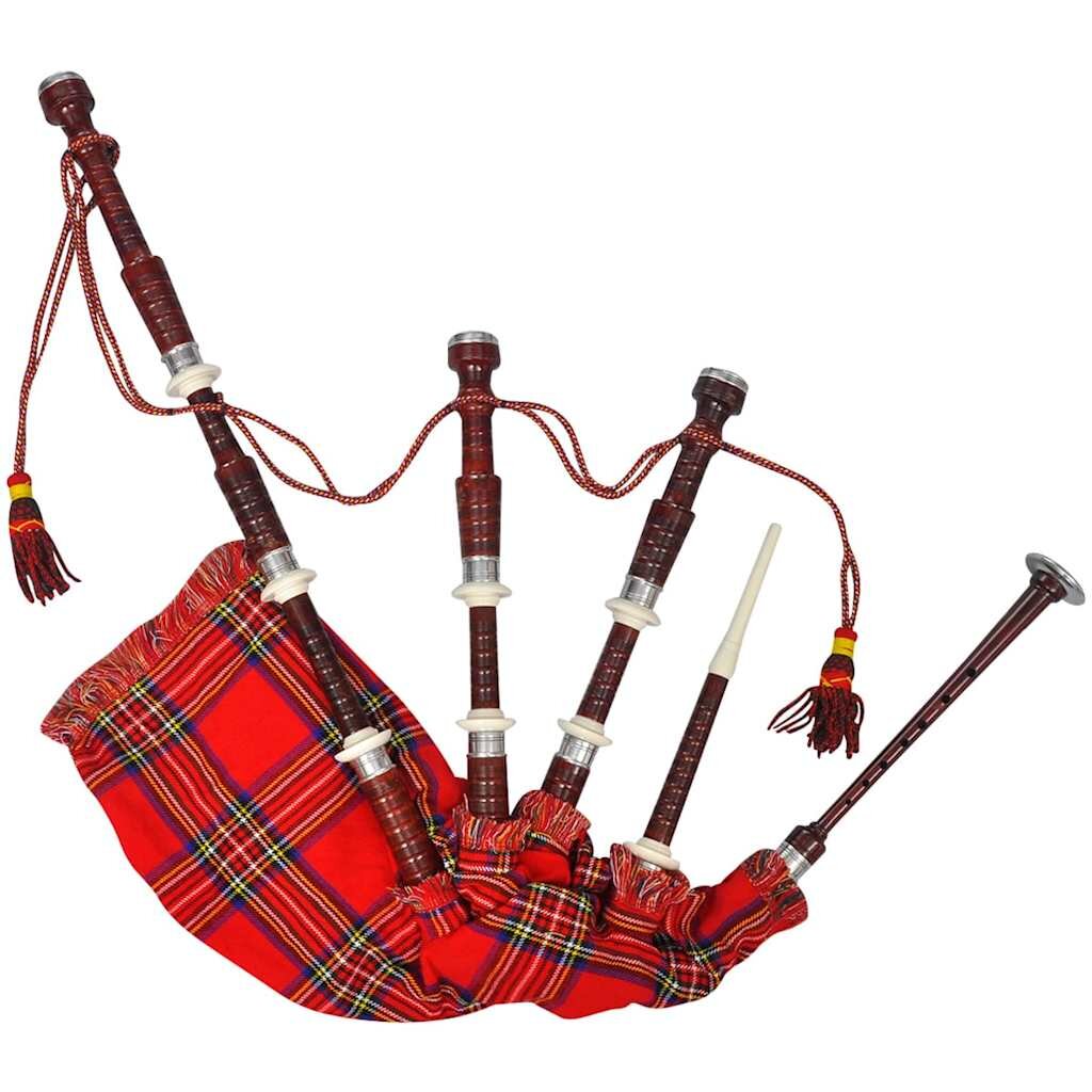 vidaXL Skotské dudy horalské červený Royal Steward tartan
