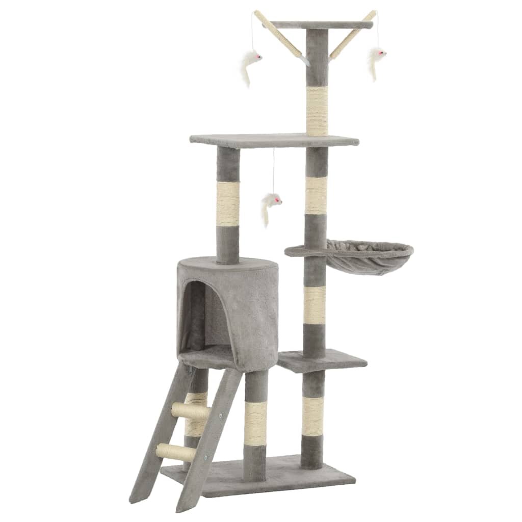 vidaXL Škrabadlo pro kočky se sisalovými sloupky 138 cm šedé