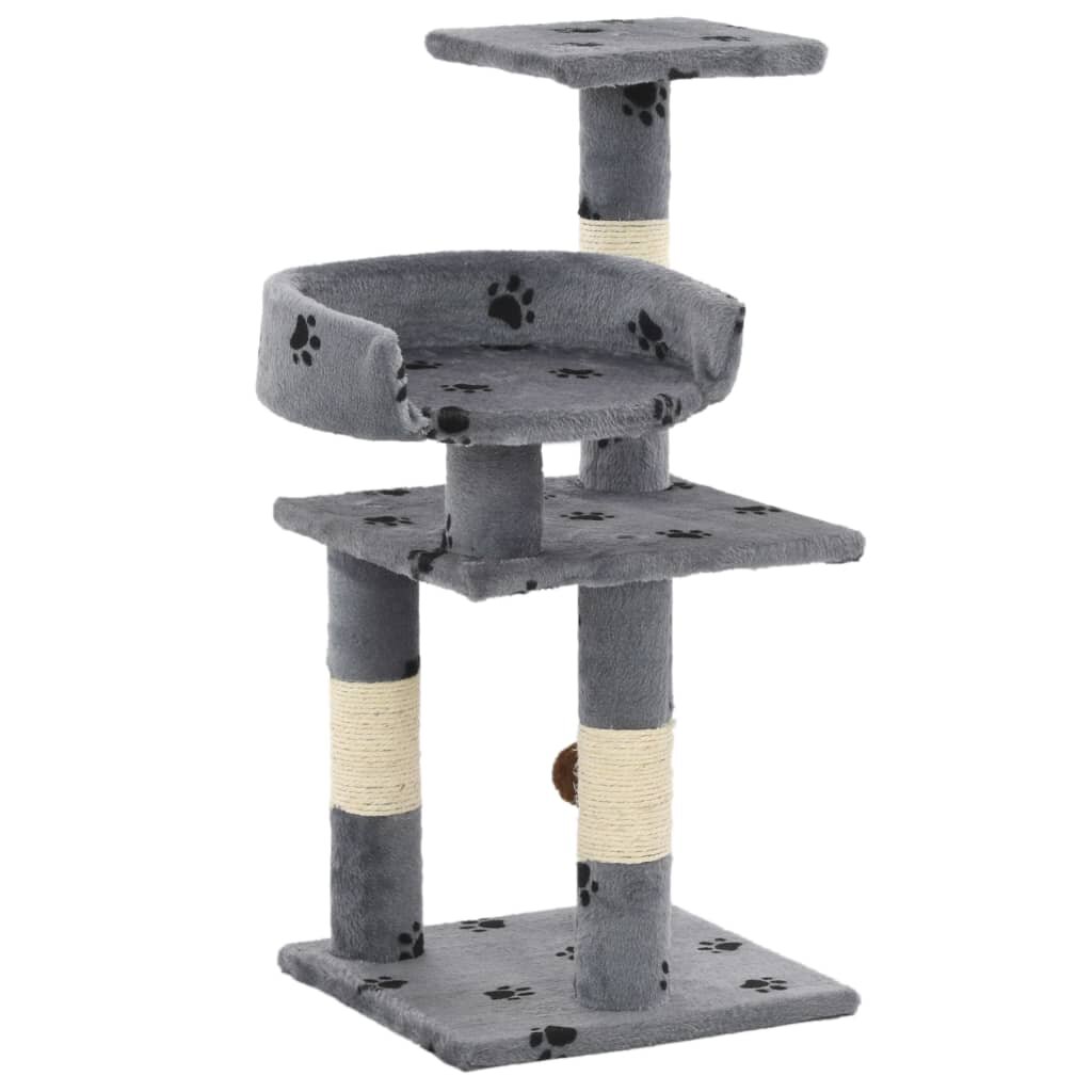 vidaXL Škrabadlo pro kočky se sisalovými sloupky 65 cm šedé s tlapkami
