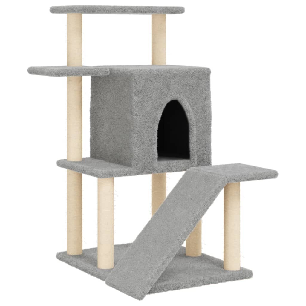 vidaXL Škrabadlo pro kočky se sisalovými sloupky světle šedé 97 cm