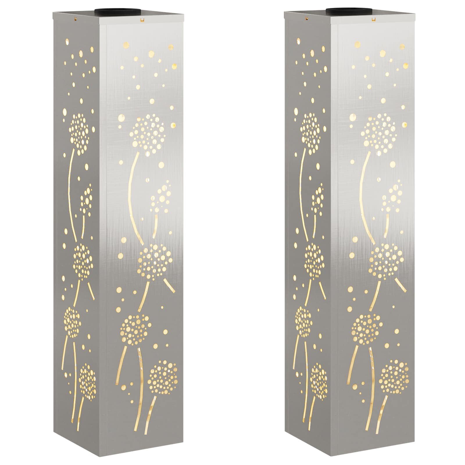 vidaXL Solární LED Cestovní Světlo 2 ks Teplá bílá 18 x 18 x 80 cm