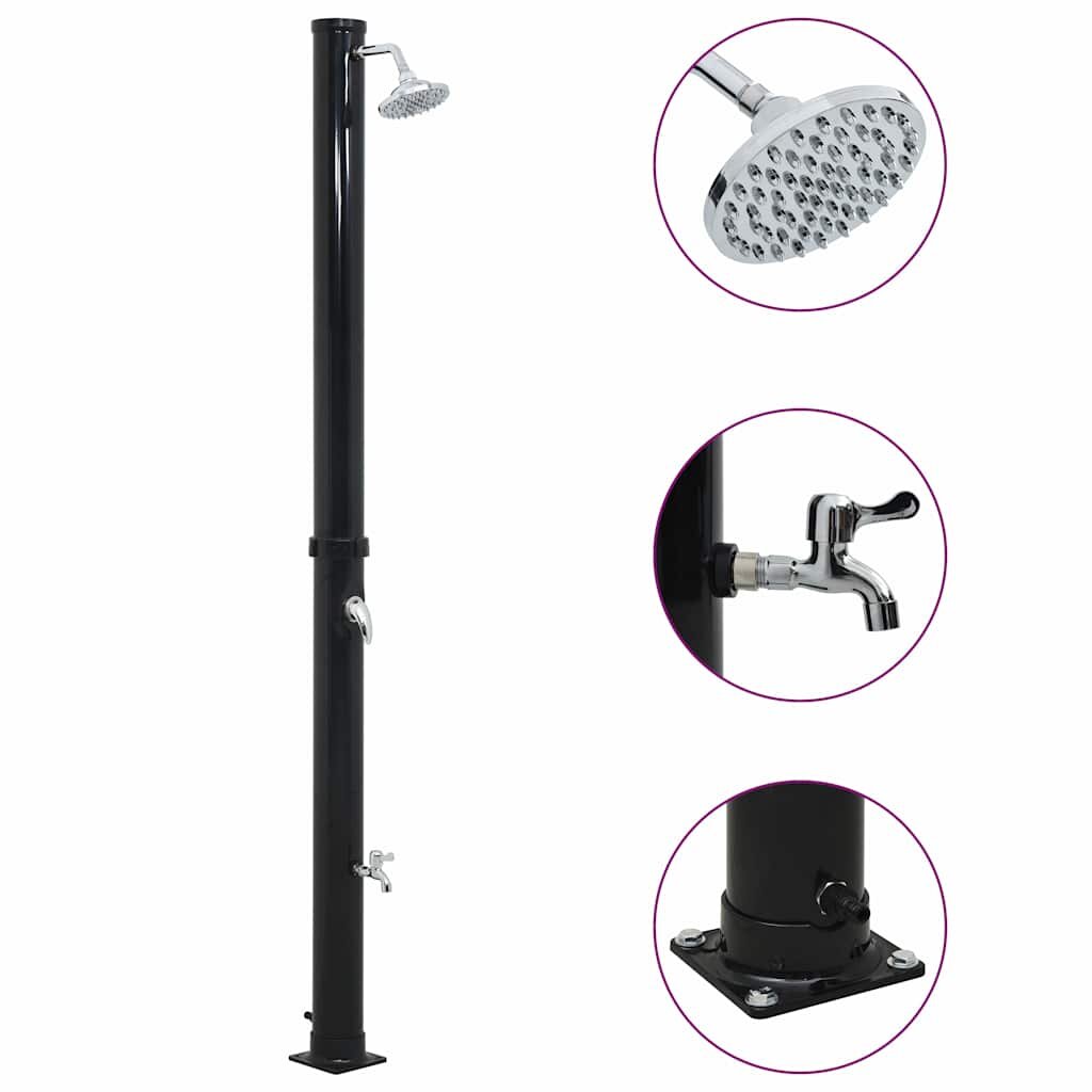 vidaXL Solární sprcha černá 220 cm 20 l