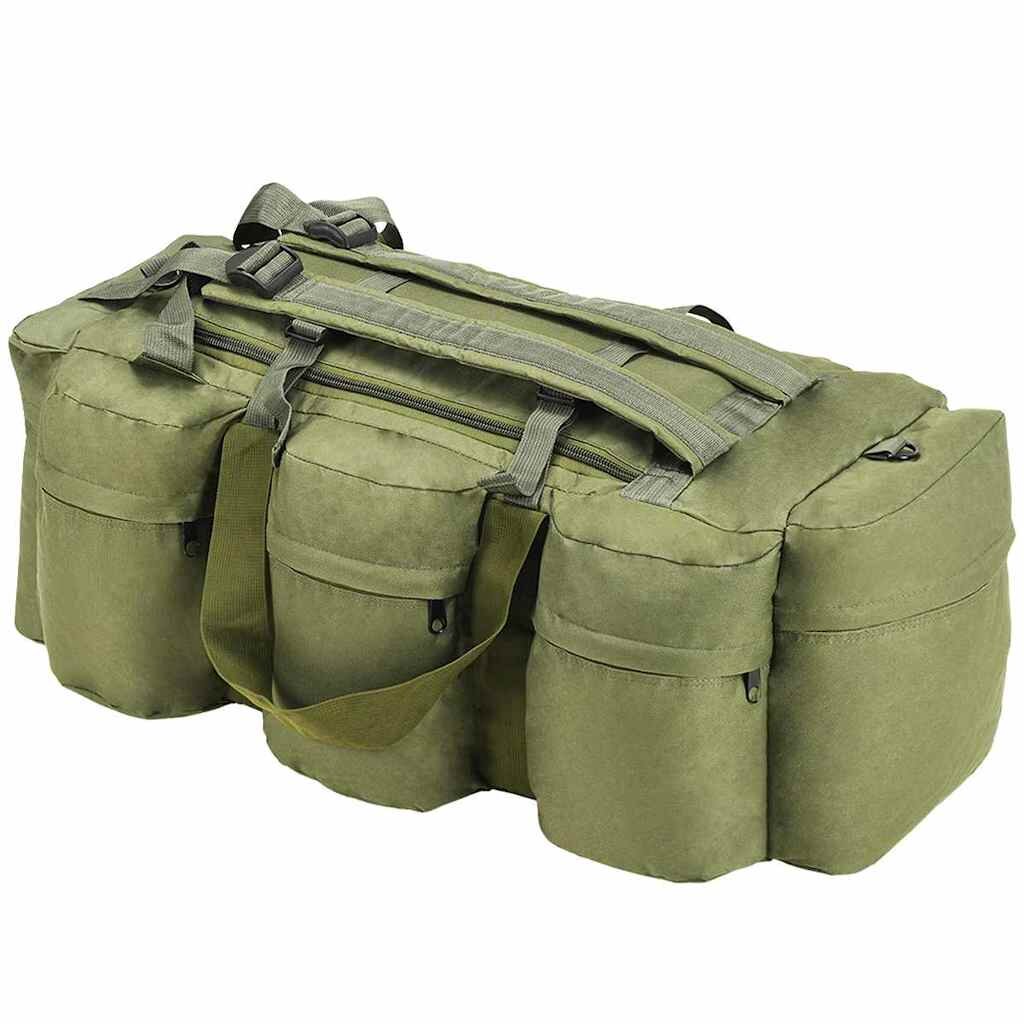 vidaXL Sportovní taška 3 v 1 army styl 45 l olivově zelená