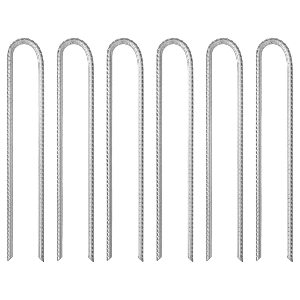 vidaXL Stanové kolíky 6 ks ve tvaru U 37 cm Ø 113 mm pozinkovaná ocel