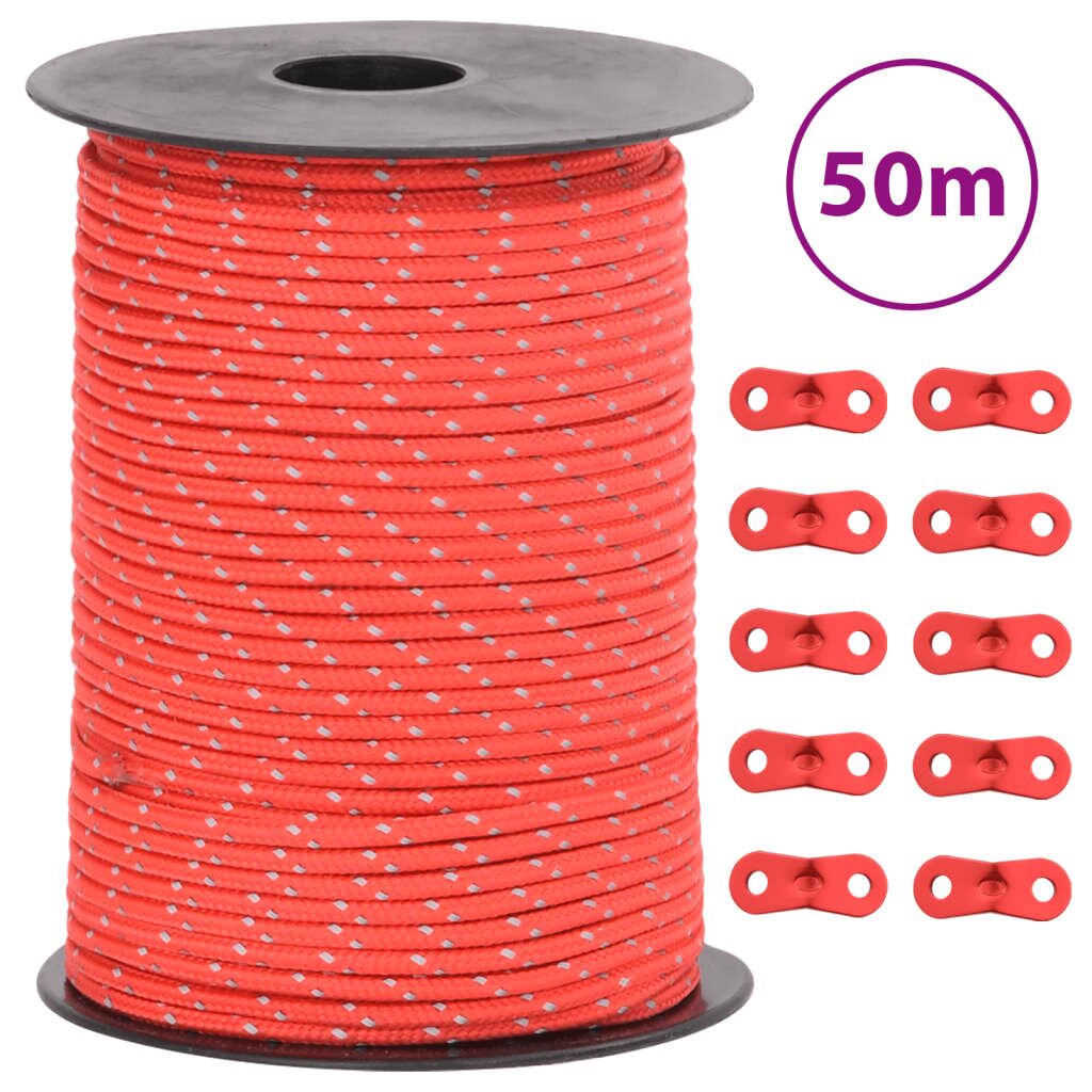 vidaXL Stanové lanko s reflexními proužky a napínáky 50 m 3 mm