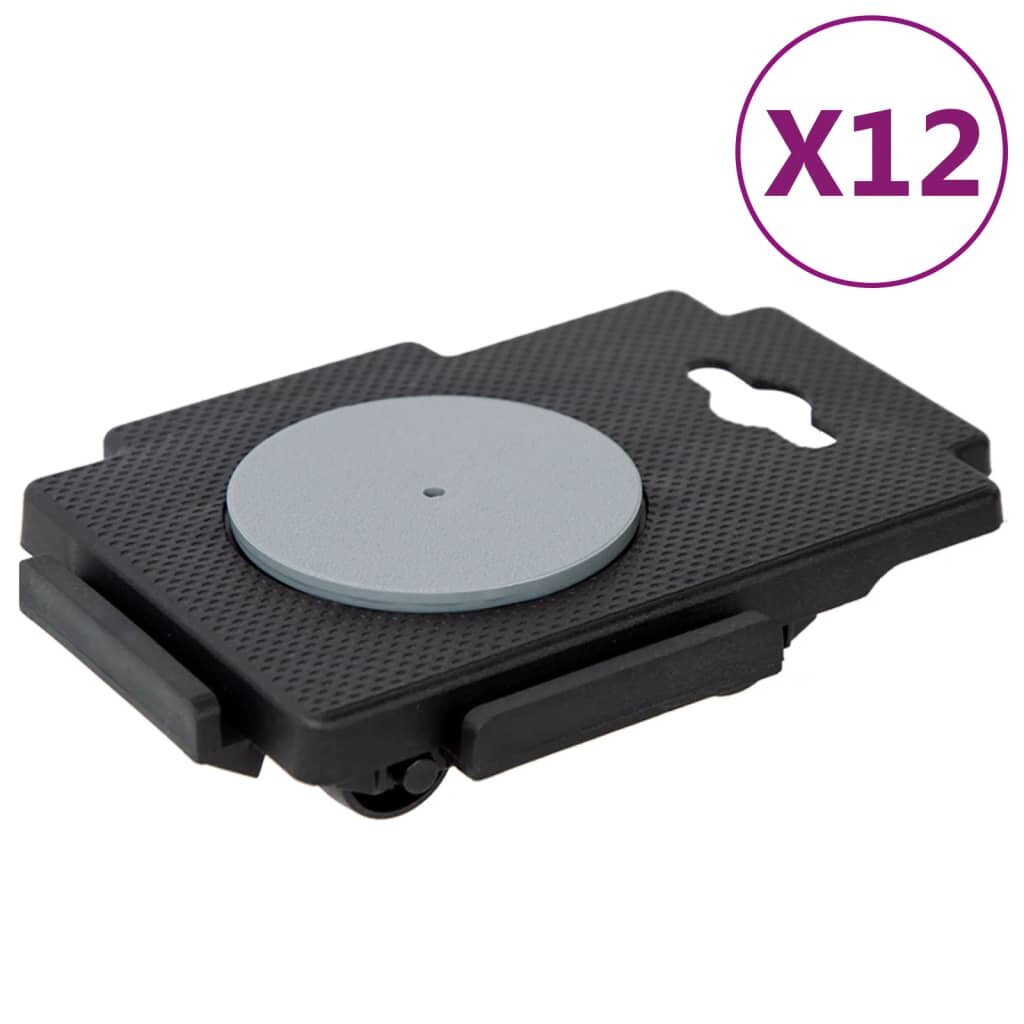 vidaXL Stěhovací vozíky s 8 kolečky 12 ks černé polypropylen 150 kg