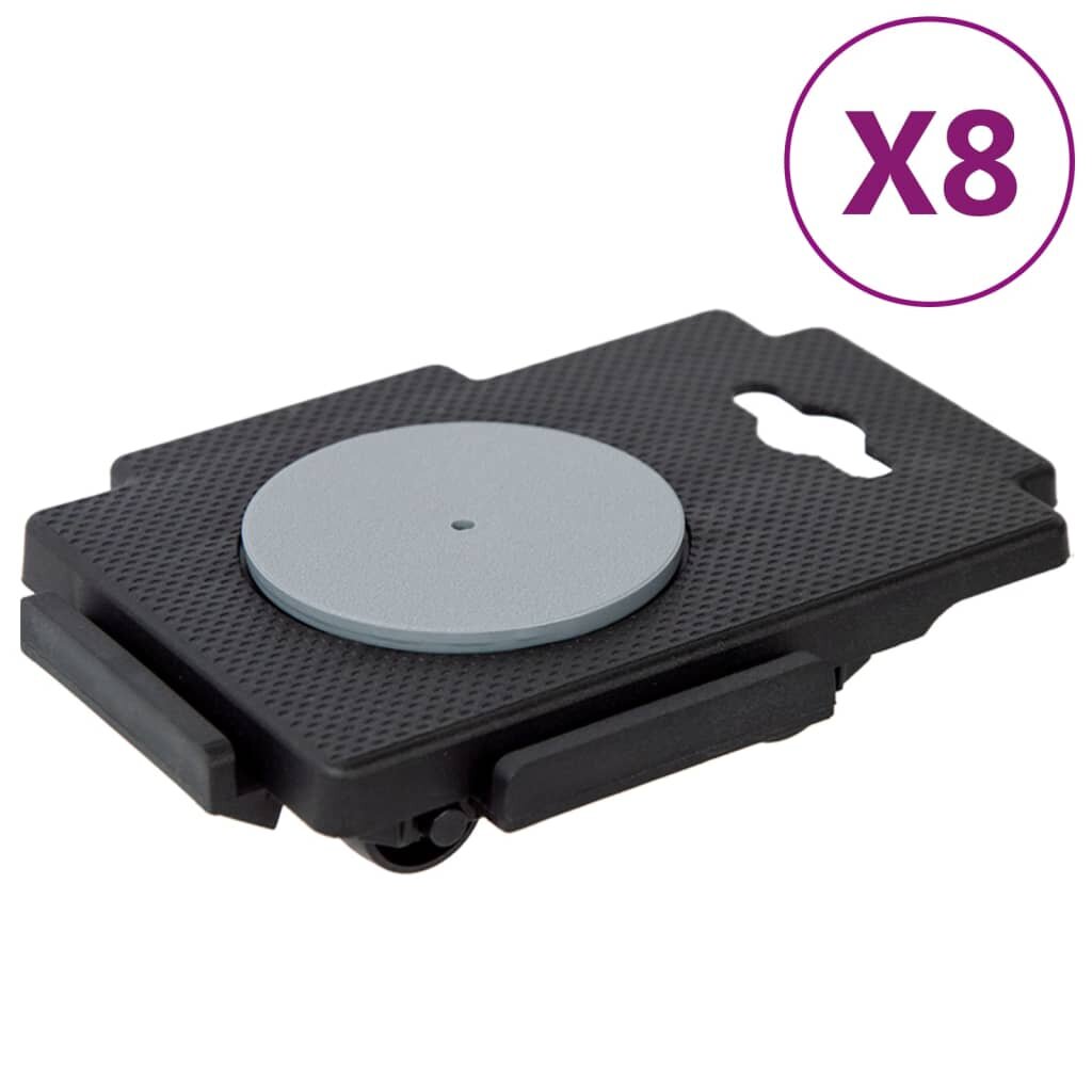 vidaXL Stěhovací vozíky s 8 kolečky 8 ks černé polypropylen 150 kg