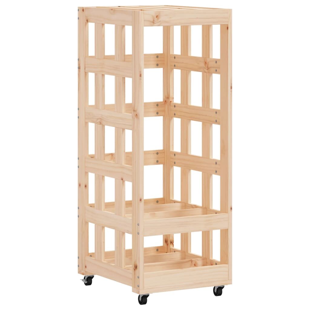 vidaXL Stojan na dřevo na kolečkách 40 x 49 x 110 cm masivní borovice
