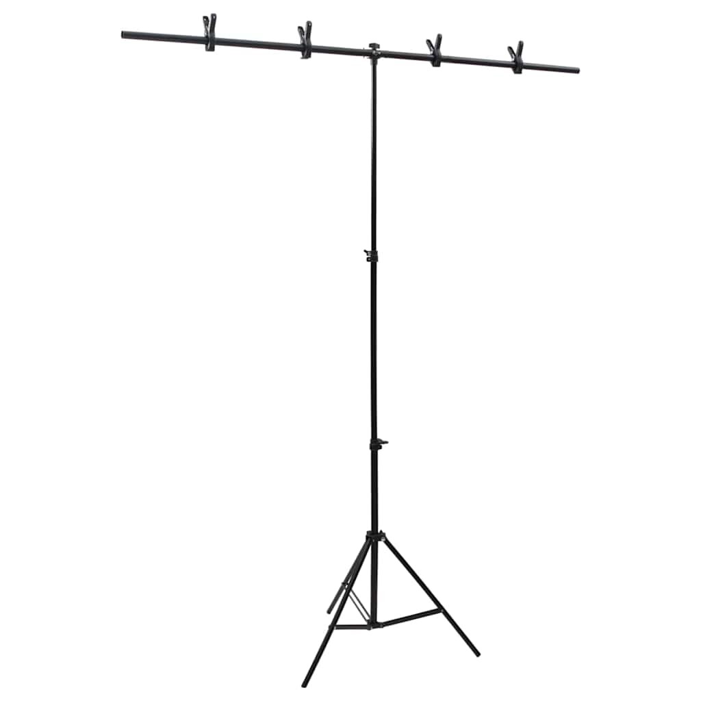 vidaXL Stojan na fotopozadí ve tvaru T černý 151 x 60 x (70–200) cm