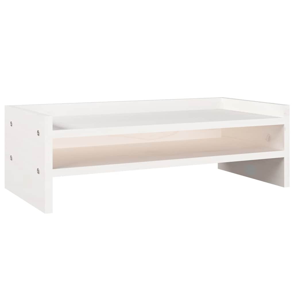 vidaXL Stojan na monitor bílý 50x24x16 cm masivní borové dřevo