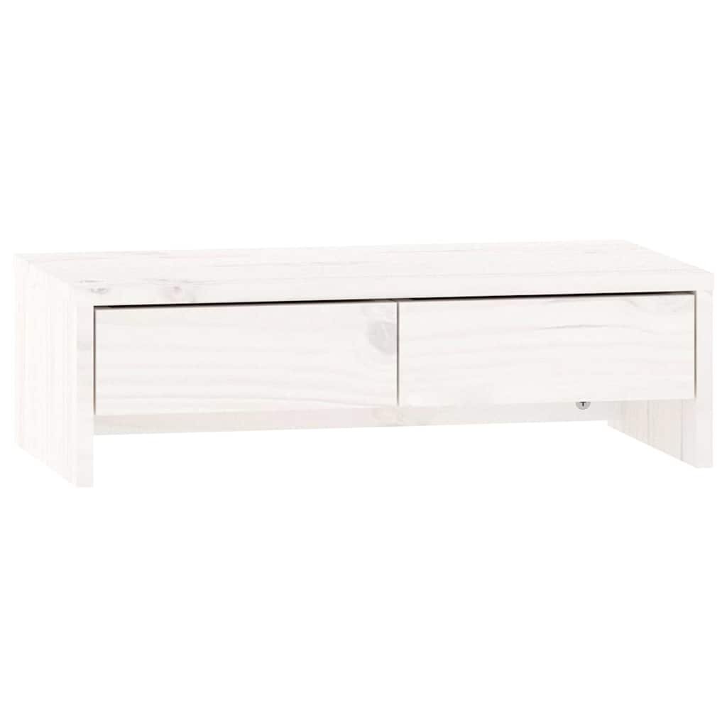 vidaXL Stojan na monitor bílý 50x27x15 cm masivní borové dřevo