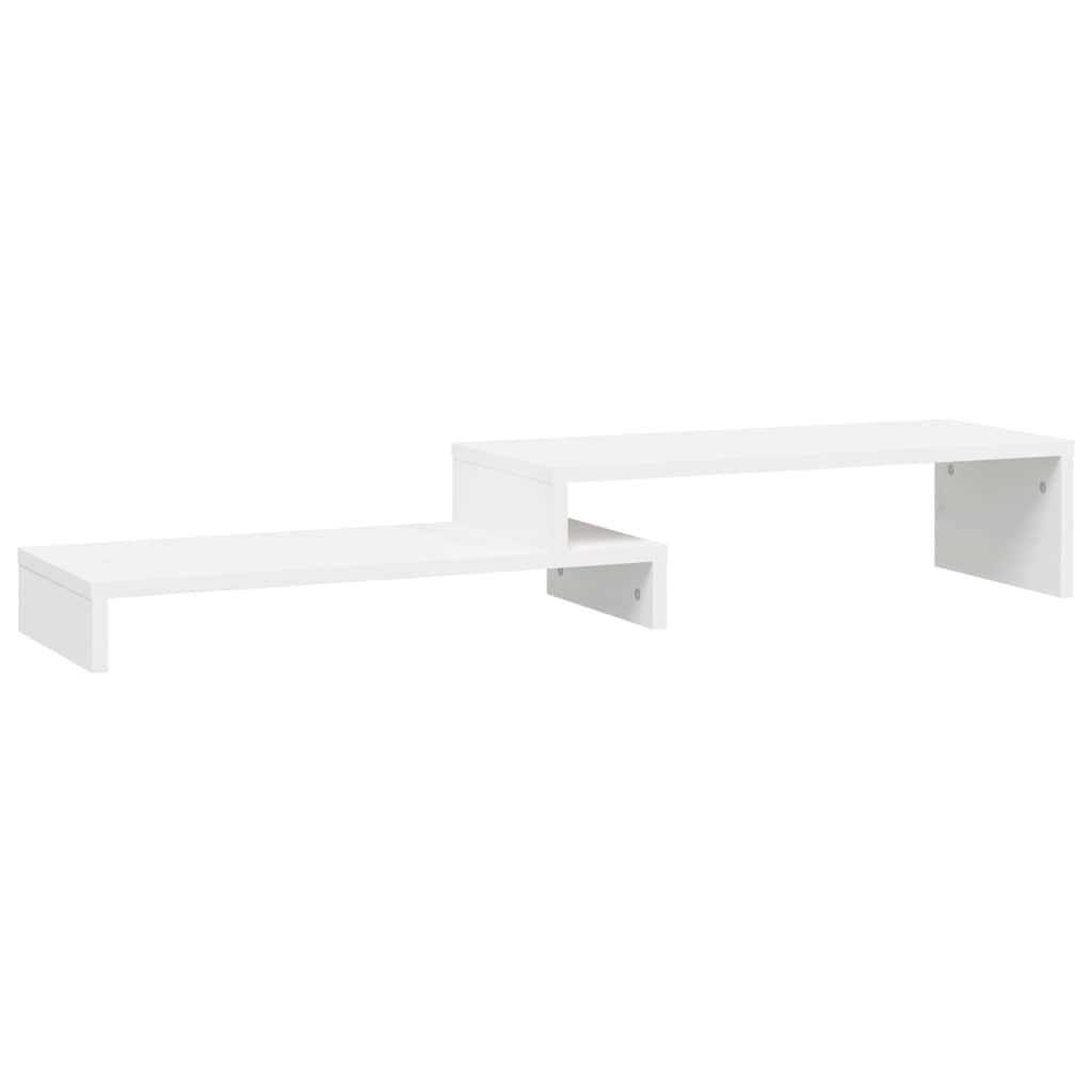 vidaXL Stojan na monitor bílý (52–101) x 22 x 14 cm masivní borovice