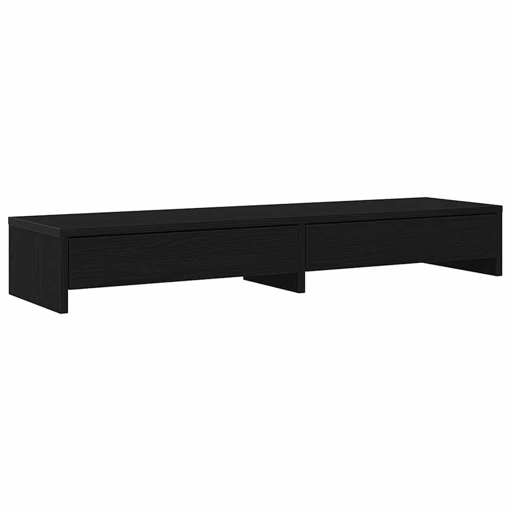 vidaXL Stojan na monitor se zásuvkami černý dub 100 x 27 x 15 cm konstrukční dřevo