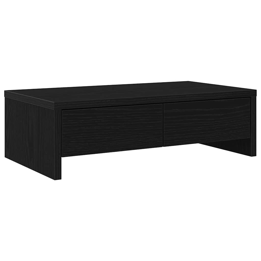 vidaXL Stojan na monitor se zásuvkami černý dub 50 x 27 x 15 cm konstrukční dřevo