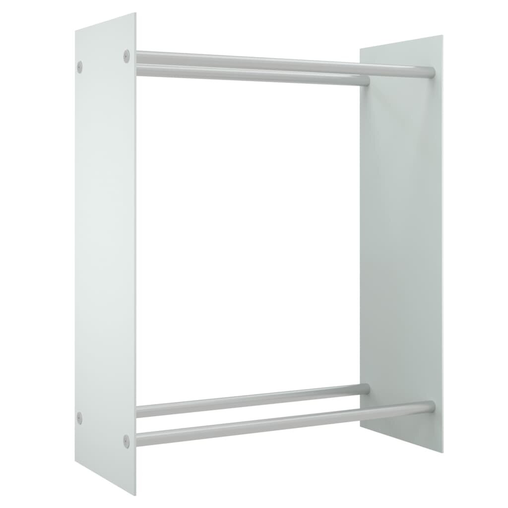vidaXL Stojan na palivové dříví bílý 80 x 35 x 100 cm tvrzené sklo