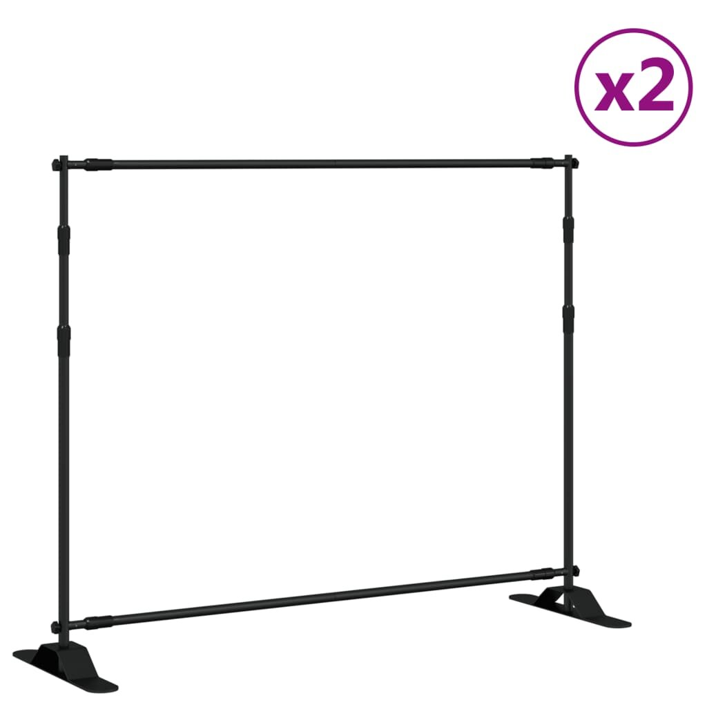 vidaXL Stojany na pozadí 2 ks černé 254 x 243 cm ocel