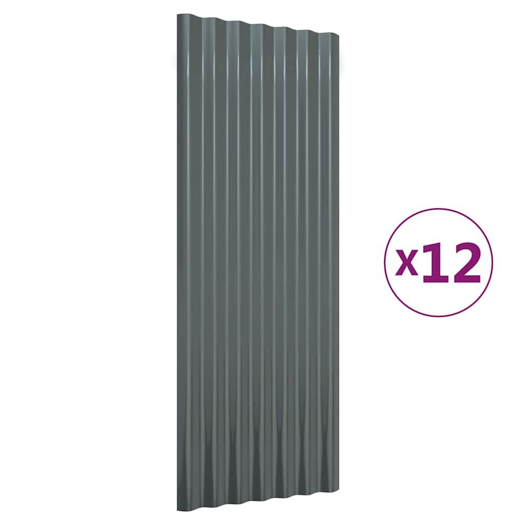 vidaXL Střešní panely 12 ks pozinkovaná ocel antracit 100x36 cm