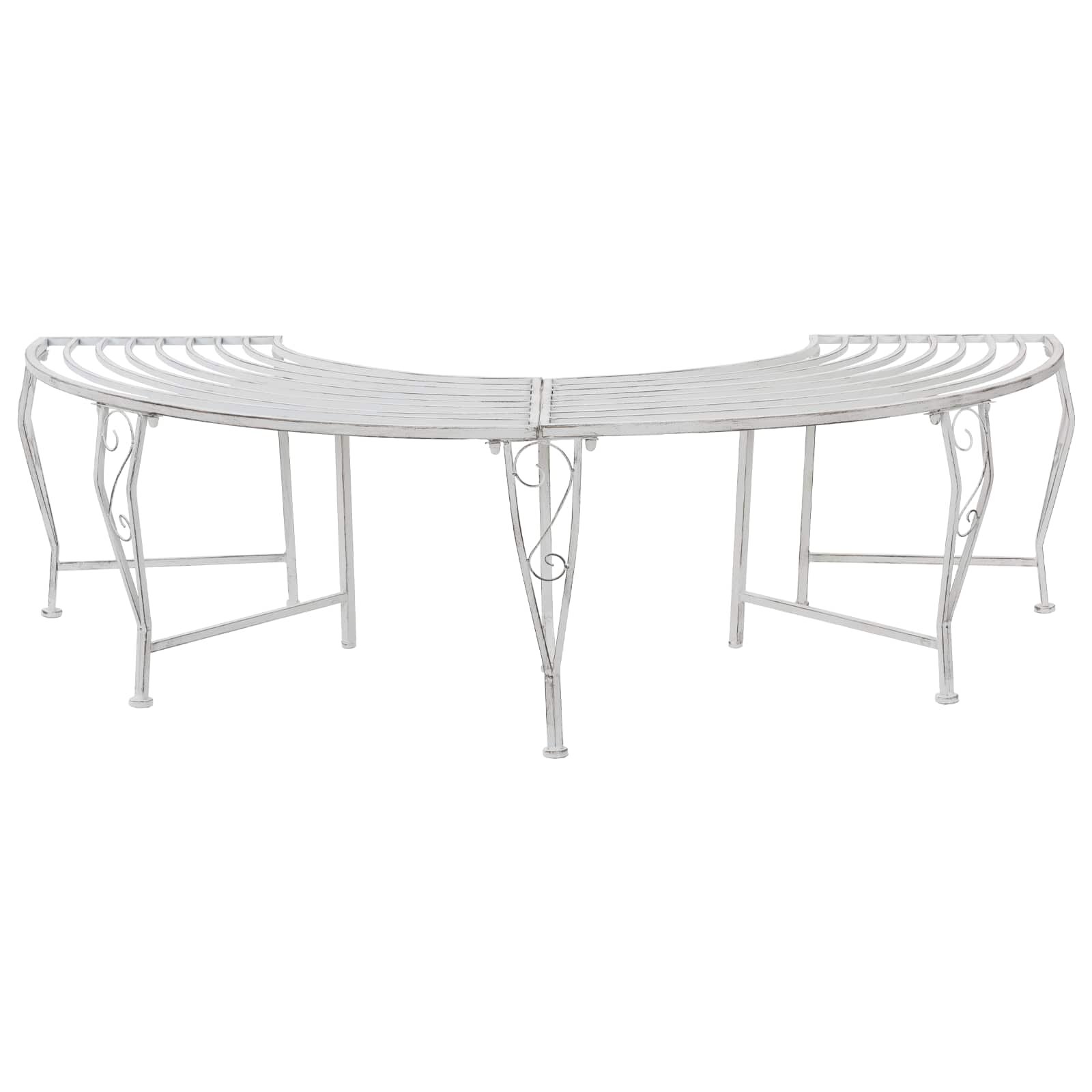 vidaXL Stromová lavička 4 -místná 160 x 80 x 44 cm steel Antická bílá