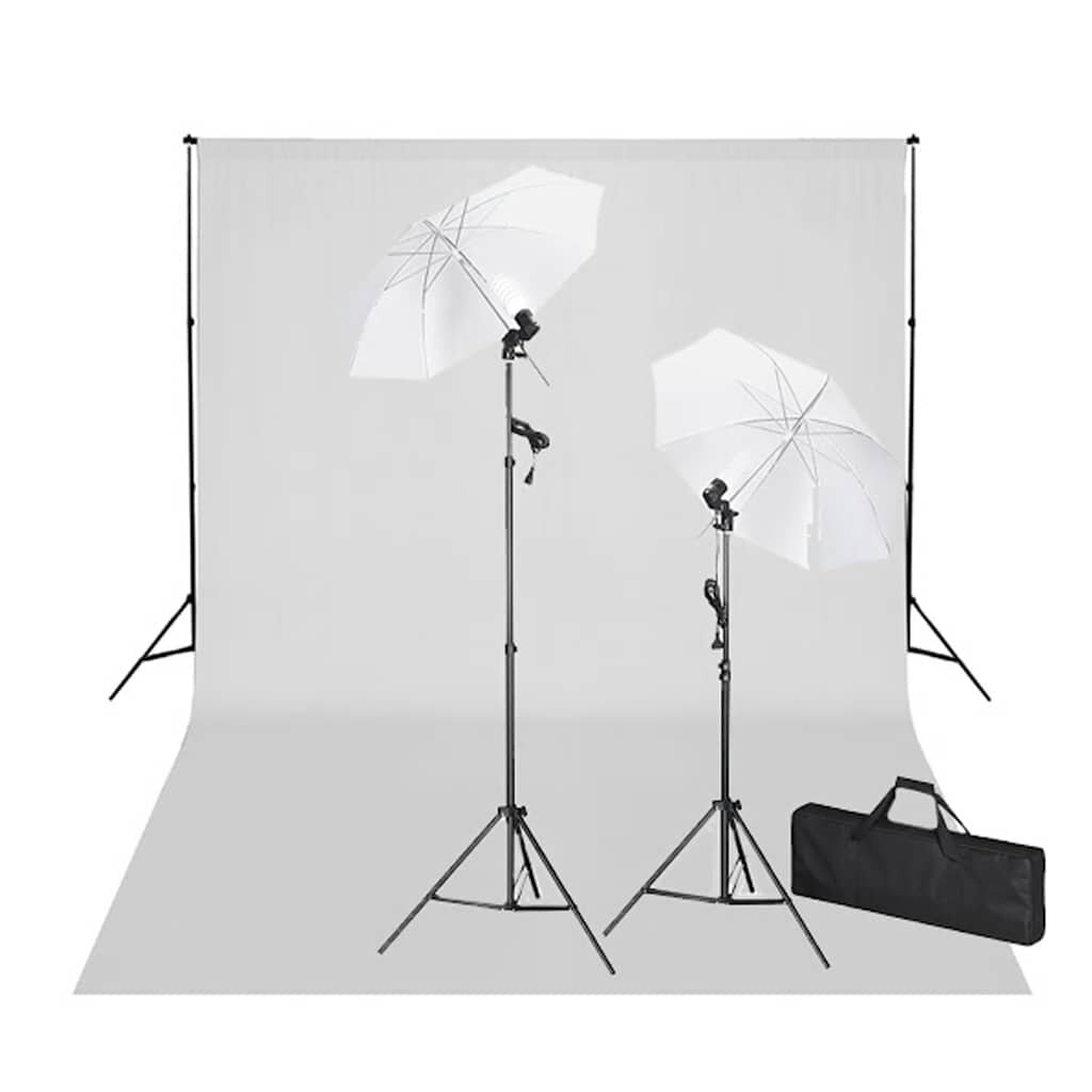 vidaXL Studiová sada se světly a bílým pozadím 600 x 300 cm