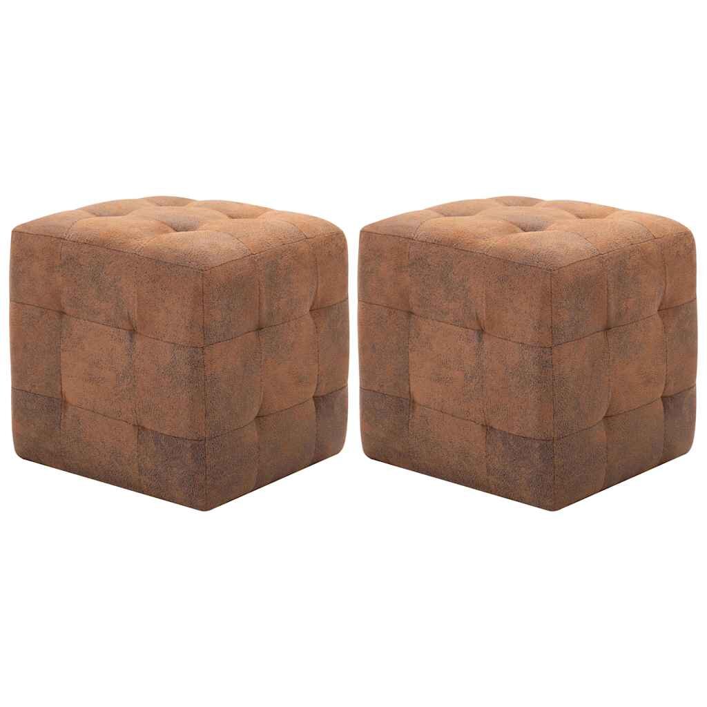 vidaXL Taburety 2 ks hnědé 30 x 30 x 30 cm umělá broušená kůže