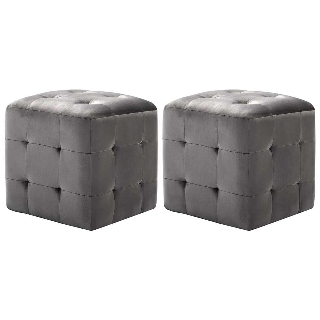 vidaXL Taburety 2 ks šedé 30 x 30 x 30 cm sametová látka