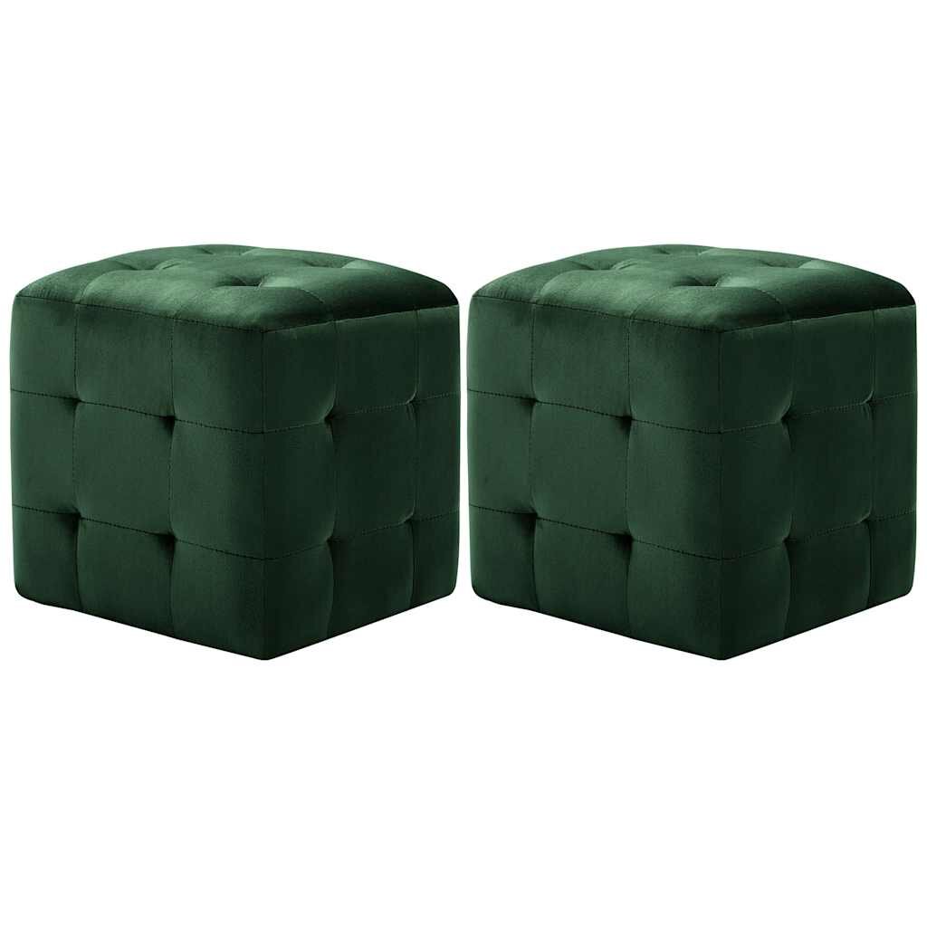 vidaXL Taburety 2 ks zelené 30 x 30 x 30 cm sametová látka