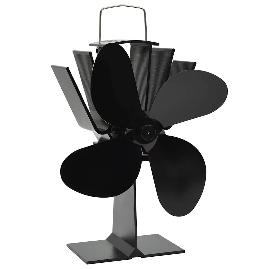 vidaXL Teplem poháněný ventilátor na kamna 4 lopatky černý