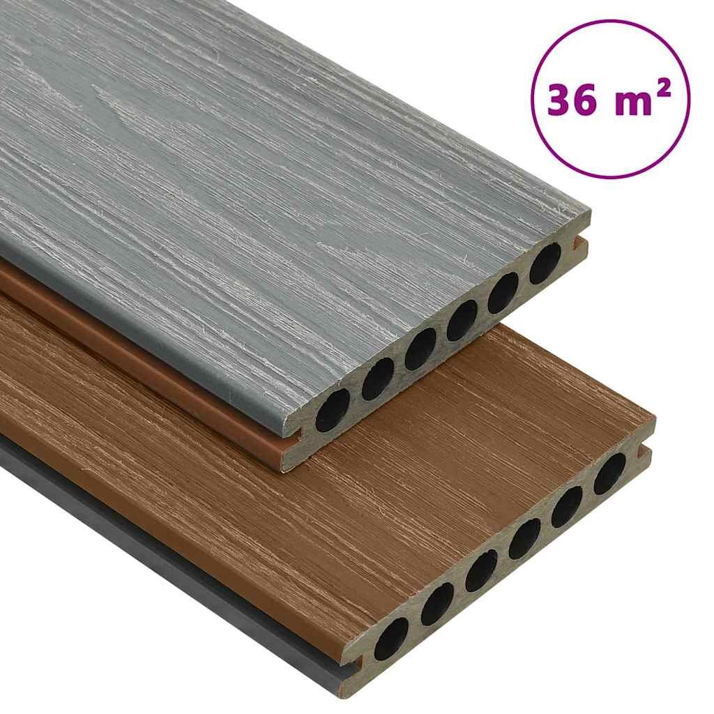 vidaXL Terasová prkna WPC s příslušenstvím hnědá a šedá 36 m² 22 m