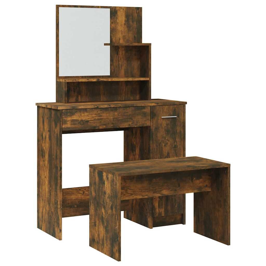vidaXL Toaletní stolek sada kouřový dub 865 x 35 x 136 cm