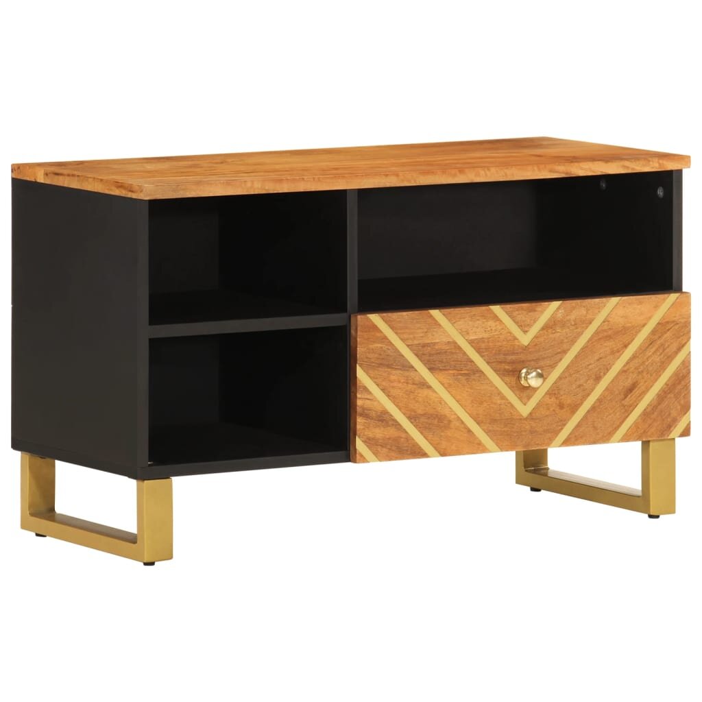 vidaXL TV skříňka hnědá a černá 80 x 335 x 46 cm masivní mangovník