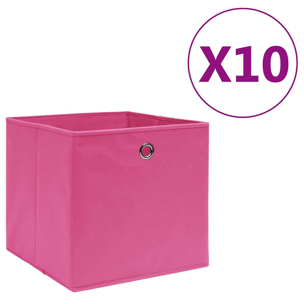 vidaXL Úložné boxy 10 ks netkaná textilie 28 x 28 x 28 cm růžové