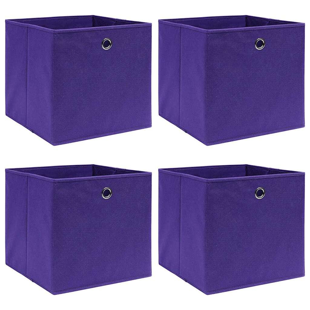 vidaXL Úložné boxy 4 ks netkaná textilie 28 x 28 x 28 cm fialové